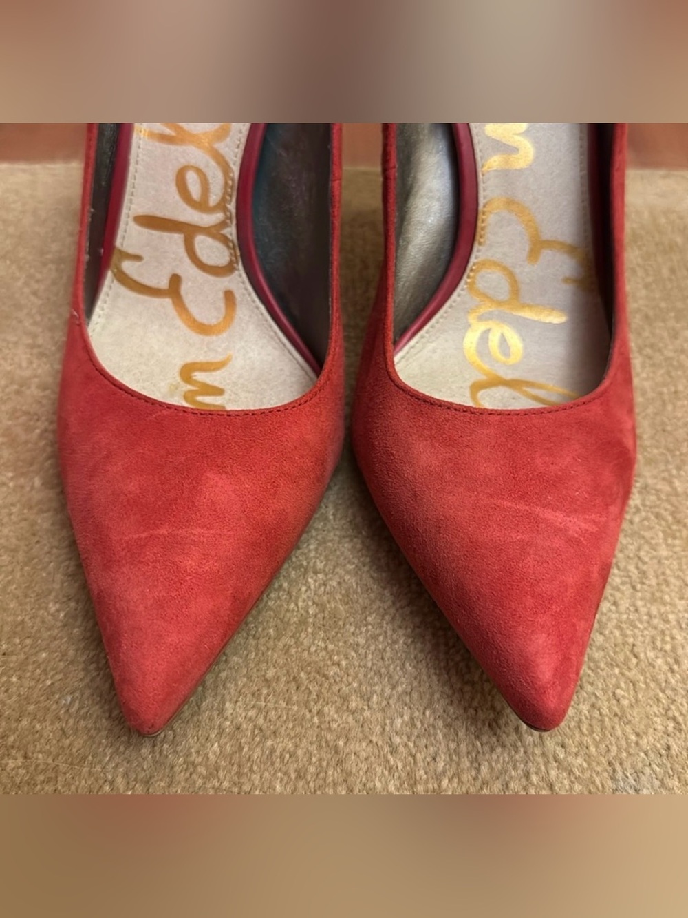 Sam Edelman Hazel Red Suede Pointed Toe Stiletto Pumps - 7.5